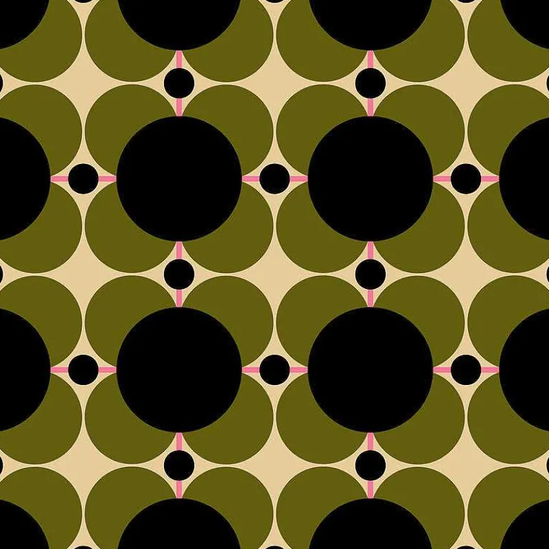 Orla Kiely Wallpaper-Atomic Flower Khaki Wallpaper