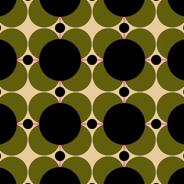 Orla Kiely Wallpaper-Atomic Flower Khaki Wallpaper