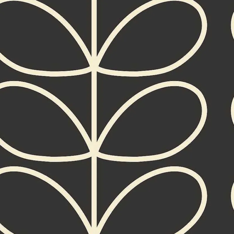 Orla Kiely Wallpaper-Giant Linear Stem Charcoal Wallpaper