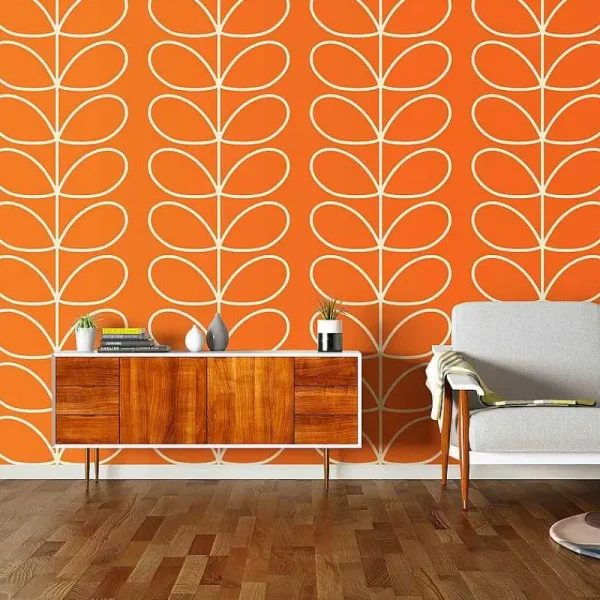 Orla Kiely Wallpaper-Giant Linear Stem Tomato Wallpaper